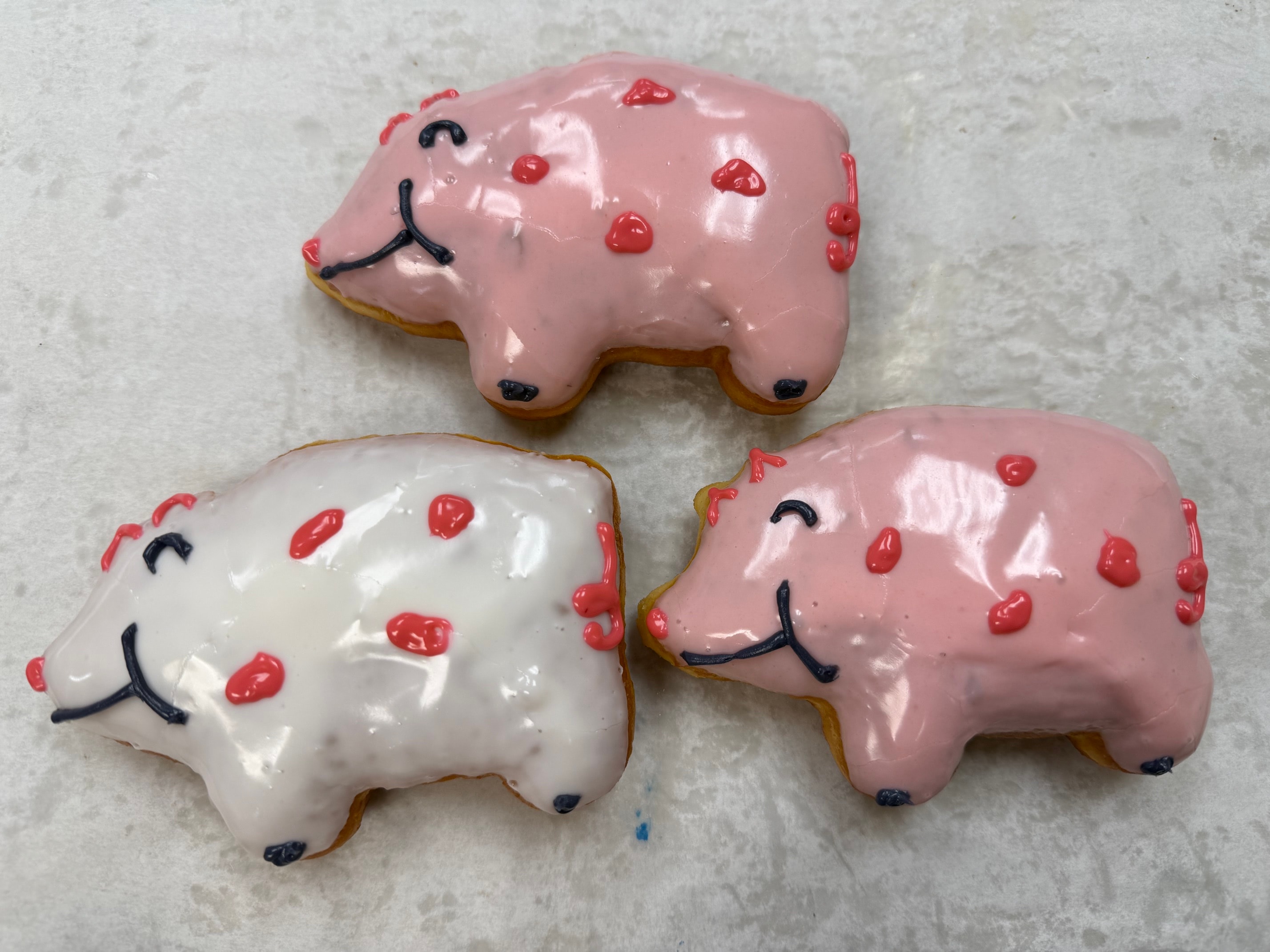 Pig shaped custom donuts