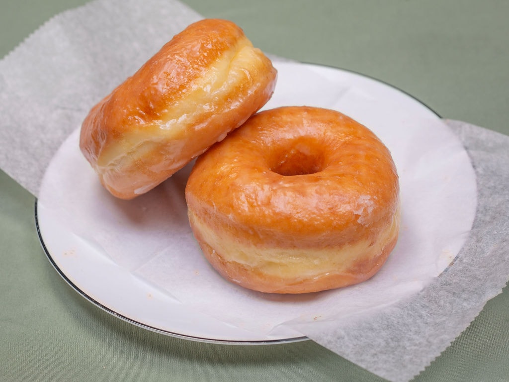 Traditional glazed raised donuts