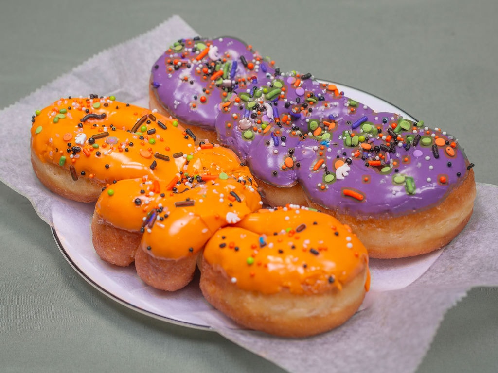 Halloween frosted donut knots