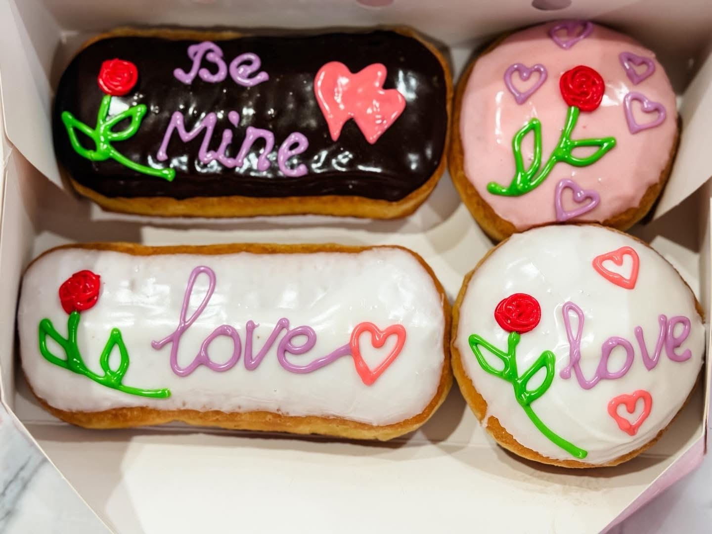 Valentine's Day decorated donuts