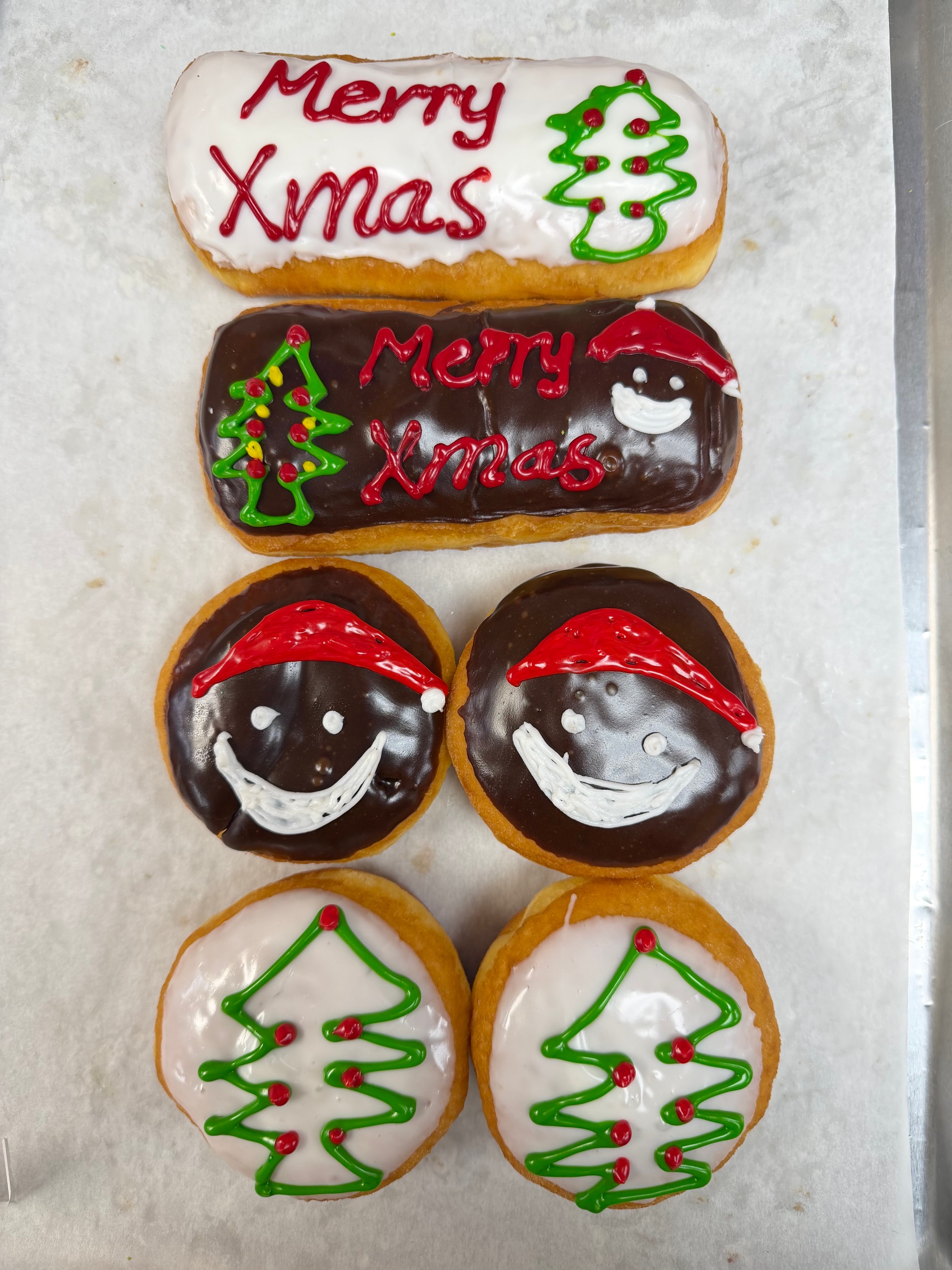 Christmas decorated donuts